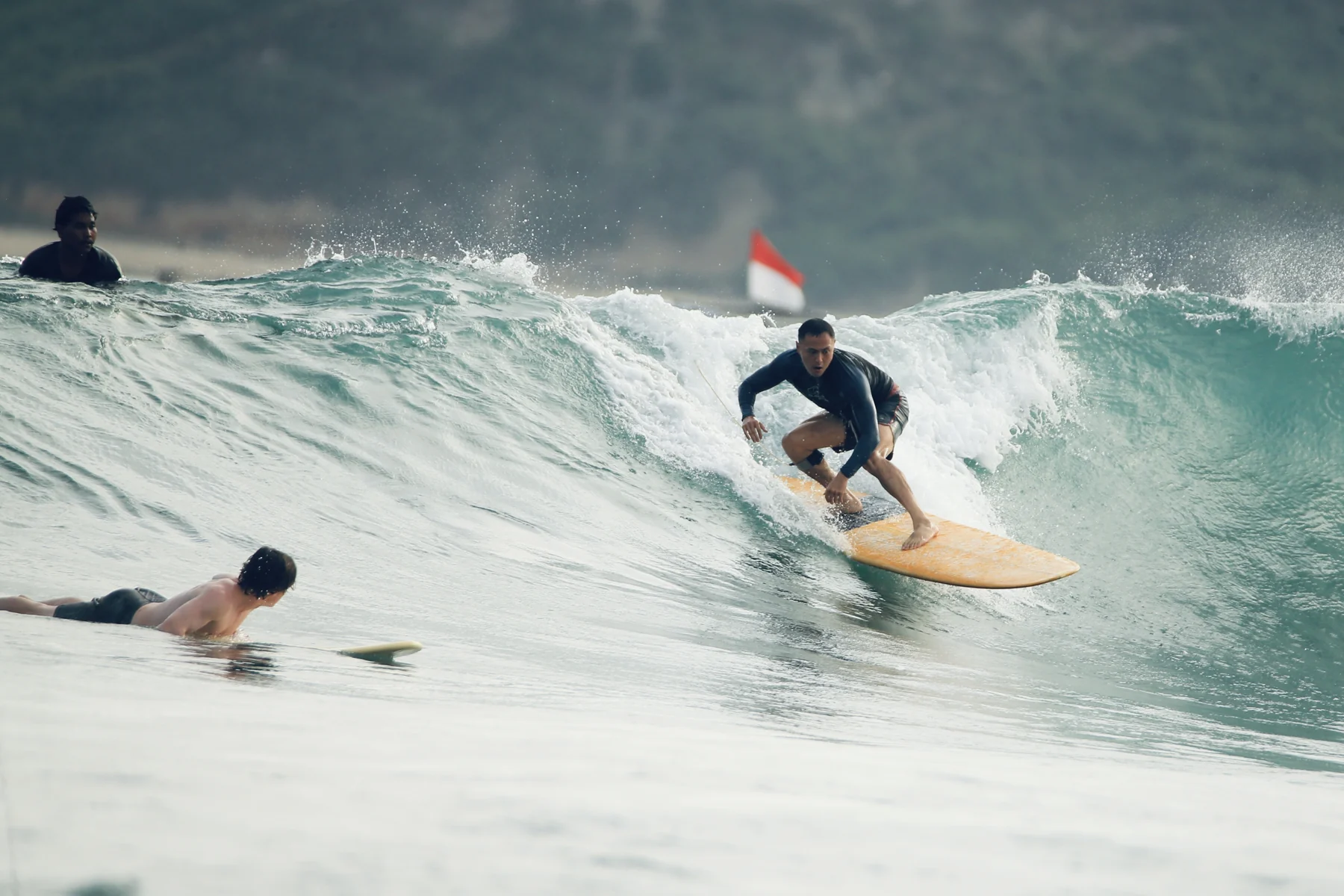 Surfing in the ocean